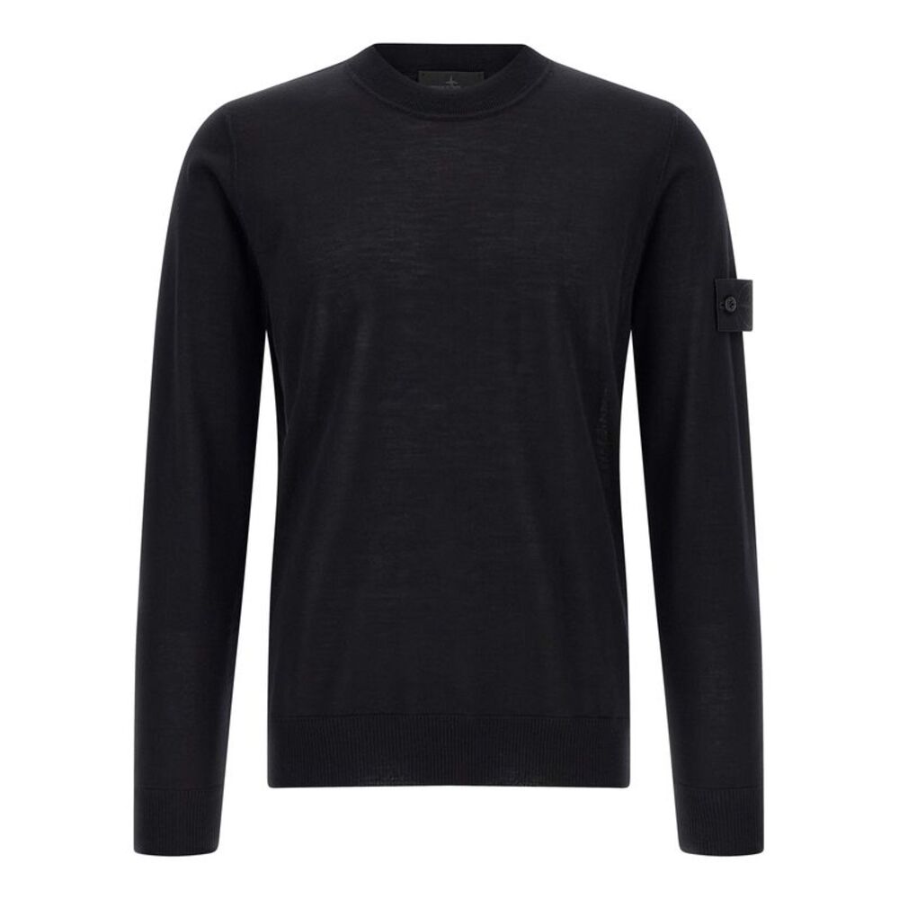 Stone Island Black Virgin Wool Men's Cardigan